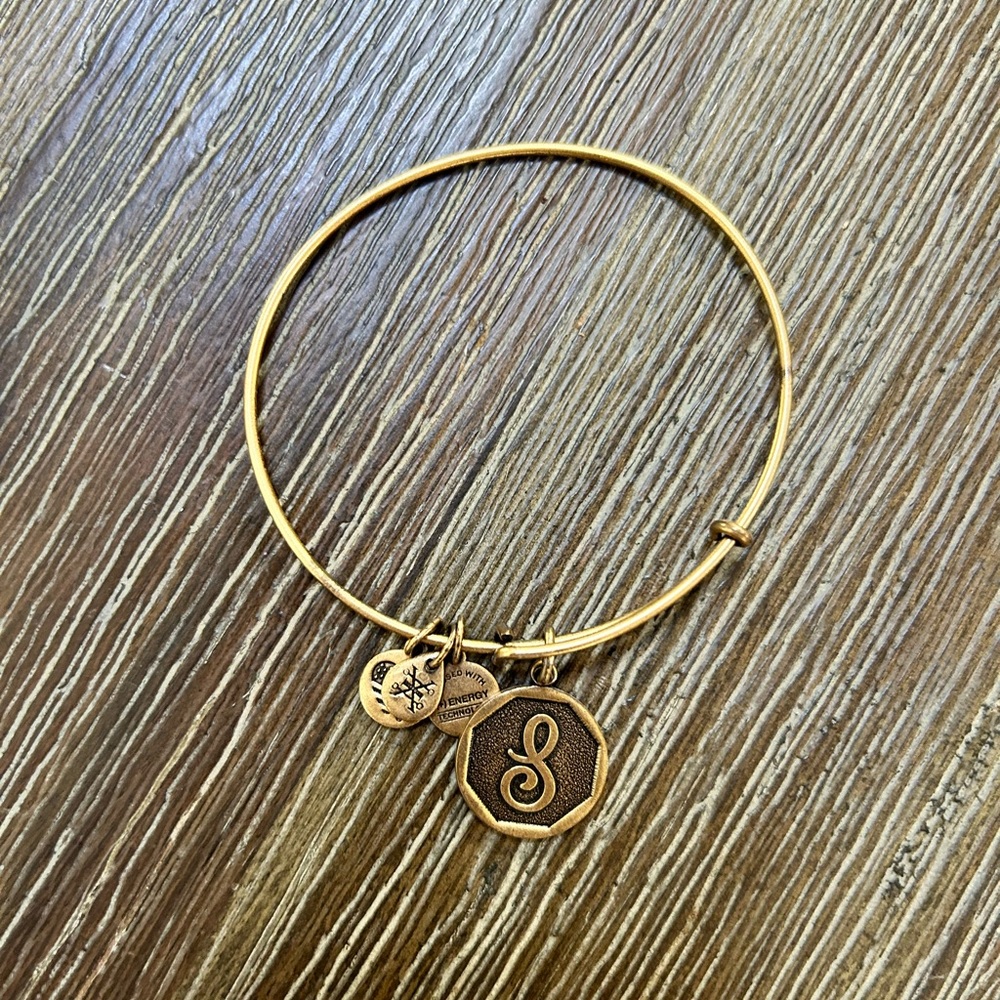 Alex and Ani bangle bracelet with letter S charm
